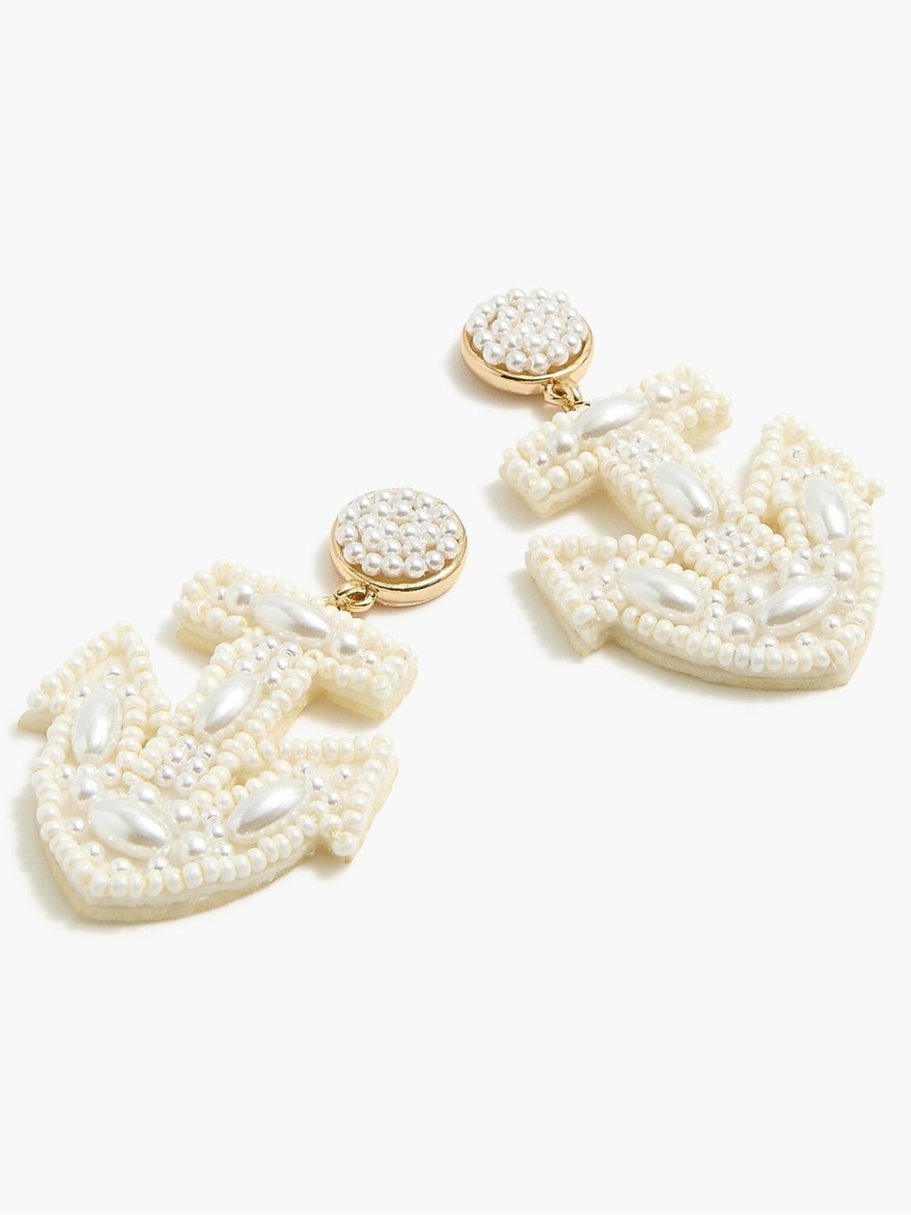 NWT J. Crew Pearl Anchor Drop Earrings - White